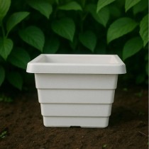 8 inch Orchid square Marble Pot white Color
