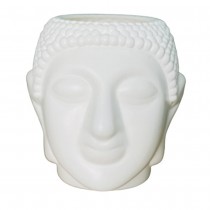 10 Inch Buddha Head Shape Plastic Pot - White Colour