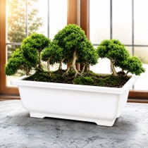 19 Inch Square Bonsai Pot Milky White
