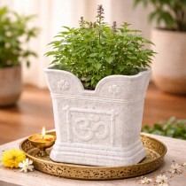 8 inch Tulsi Pot White Color
