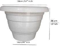 14 inch premium plastic pot white color