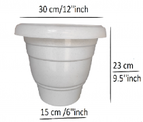 12 inch premium plastic pot white color