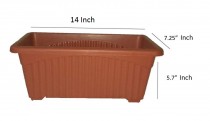 Premium Plastic Rectangle Pot (Brown)