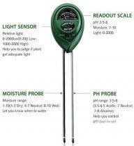 3 in 1 soil ph light moisture meter