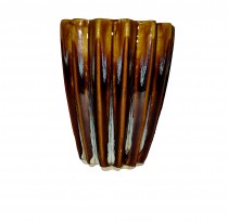 4 Inch Cylindrical Shape Ceramic Pot With Striped Line Design