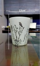  4.5 inch Round Modern Handmade Ceramic Pot With Tree Design