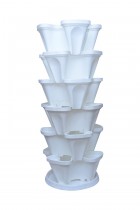  Plastic Stack-A-Pot for Floor Set of 6 with 1 bottom tray-white colour