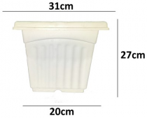 12 Inch Super Square pot -white colour