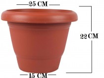 Plastic Round Pot (10-inch, Brown)