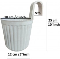 Hook railing pot 7 inch white colour