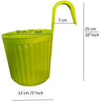 Hook railing pot 7 inch green colour