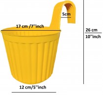 7 inch Hook Railing pot yellow colour