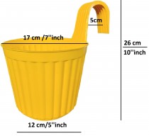 7 inch Hook Railing Pot Yellow Color
