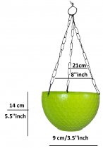 6 inch Hexa Hanging Basket Green Colour