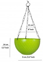 8 inch Hexa Hanging Basket green Colour