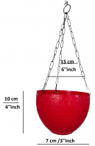 6 inch Hexa Hanging Basket Red colour 