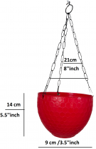 8 inch Hexa Hanging Basket Red Colour 
