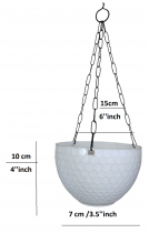 6 inch Hexa Hanging Basket White colour