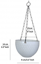 8 inch Hexa Hanging Basket white Colour