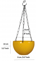 8 inch Hexa Hanging Basket Yellow Colour
