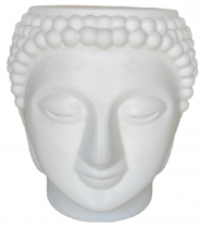 10 Inch Buddha Head Shape Plastic Pot - White Colour