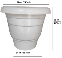 24 inch premium plastic pot white color
