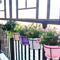 Hanging Flower Pot Holder Railing Potted Plant Stand